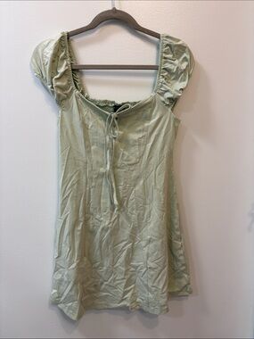 Forever 21 Sage Green Mini Dress with Puff Sleeves New/Never Worn